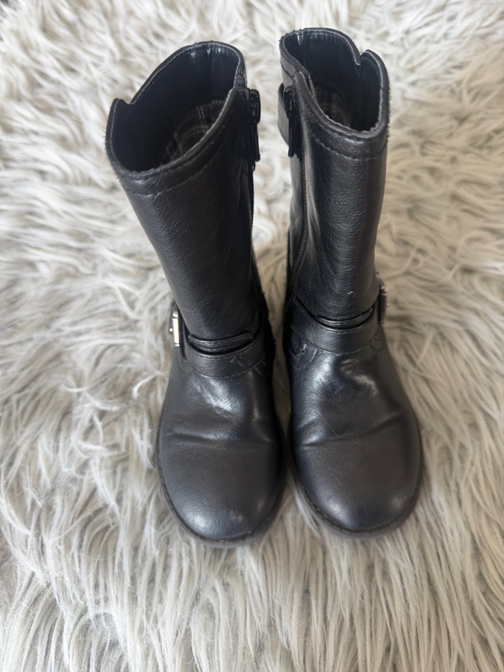 Falls Creek Black Girl Zip Boots with Buckle